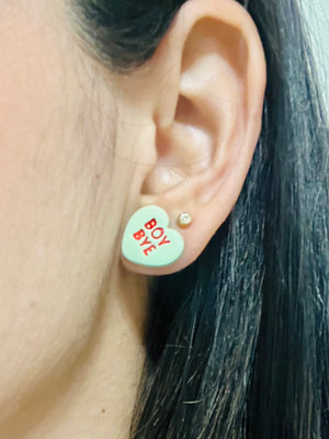 Anti Valentine Conversation Heart 2pk Studs