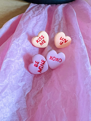 Valentine Conversation Heart 2pk Studs